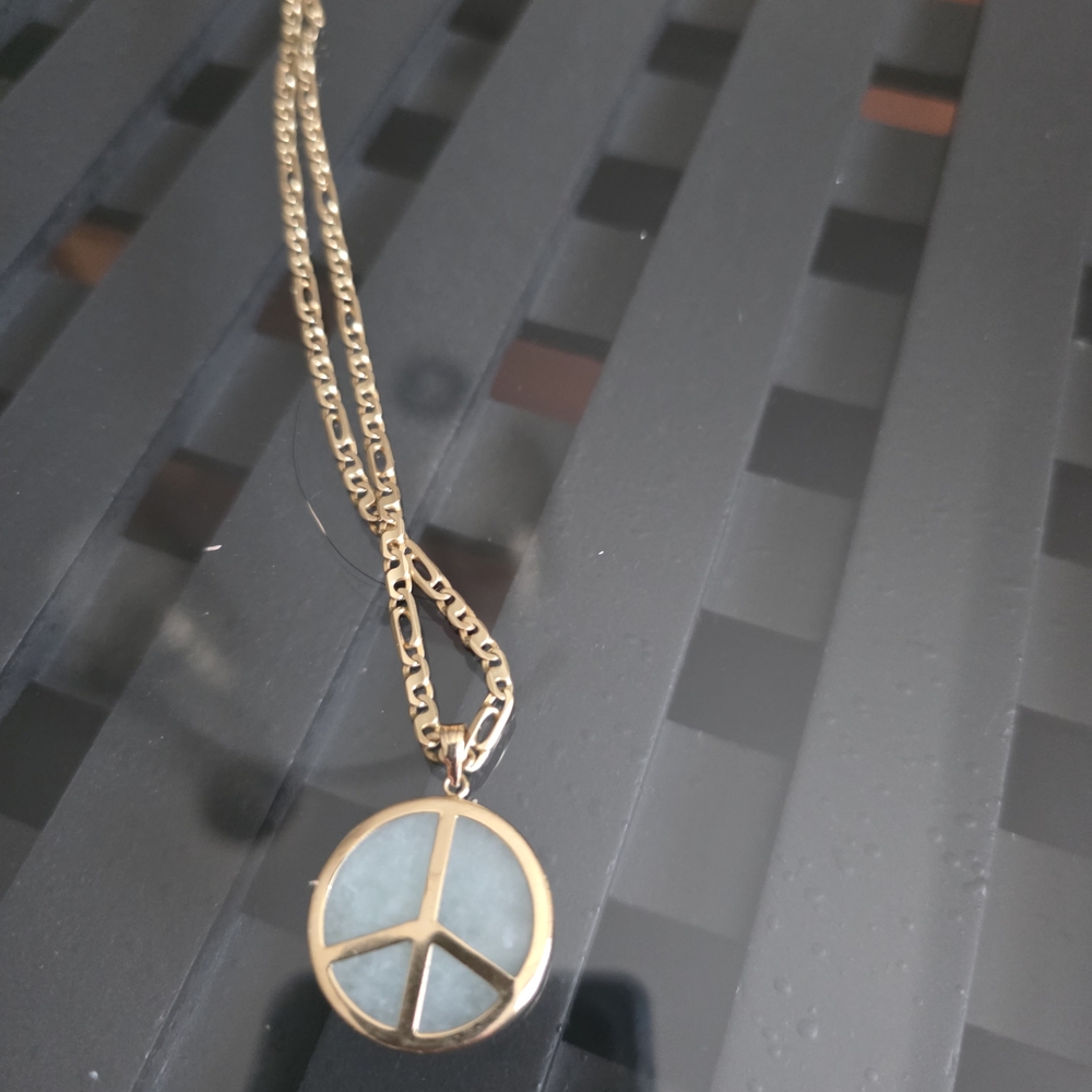 14K Gold/Jade Peace Pendant- Chain Not Included.